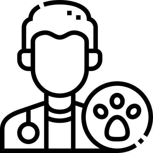 Icône de vétérinaire avec un stéthoscope et une empreinte de patte.